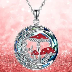 Exquisite circular mushroom butterfly necklace as a jewelry gift for ladies on birthdays anniversaries and Christmas
