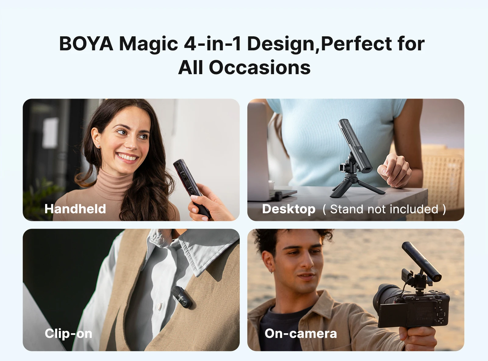 BOYA Magic Kabelloses Lavaliermikrofon 4-in-1-Mikrofon für iPhone, Android, USB-C-Telefon, Kamera für Interviews und Live-Streaming – Detail 5