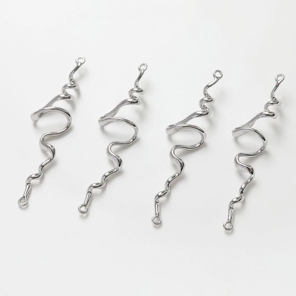 4PCS The Strip Is Irregular Pendant Connectors Charms for Jewelry Making Diy Earrings Supplies Brass 14k Gold Plated  13*46mm