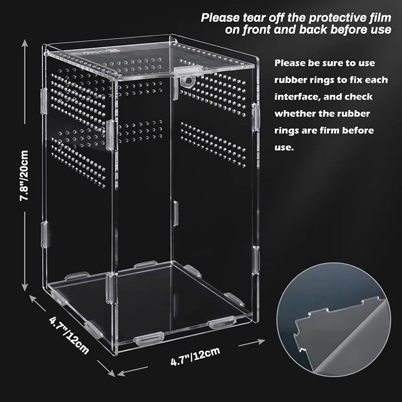 New Reptile Habitat Terrarium Breeding Box Acrylic Transparent Reptiles Cage Nano Arboreal Tarantula Enclosure Terrarium