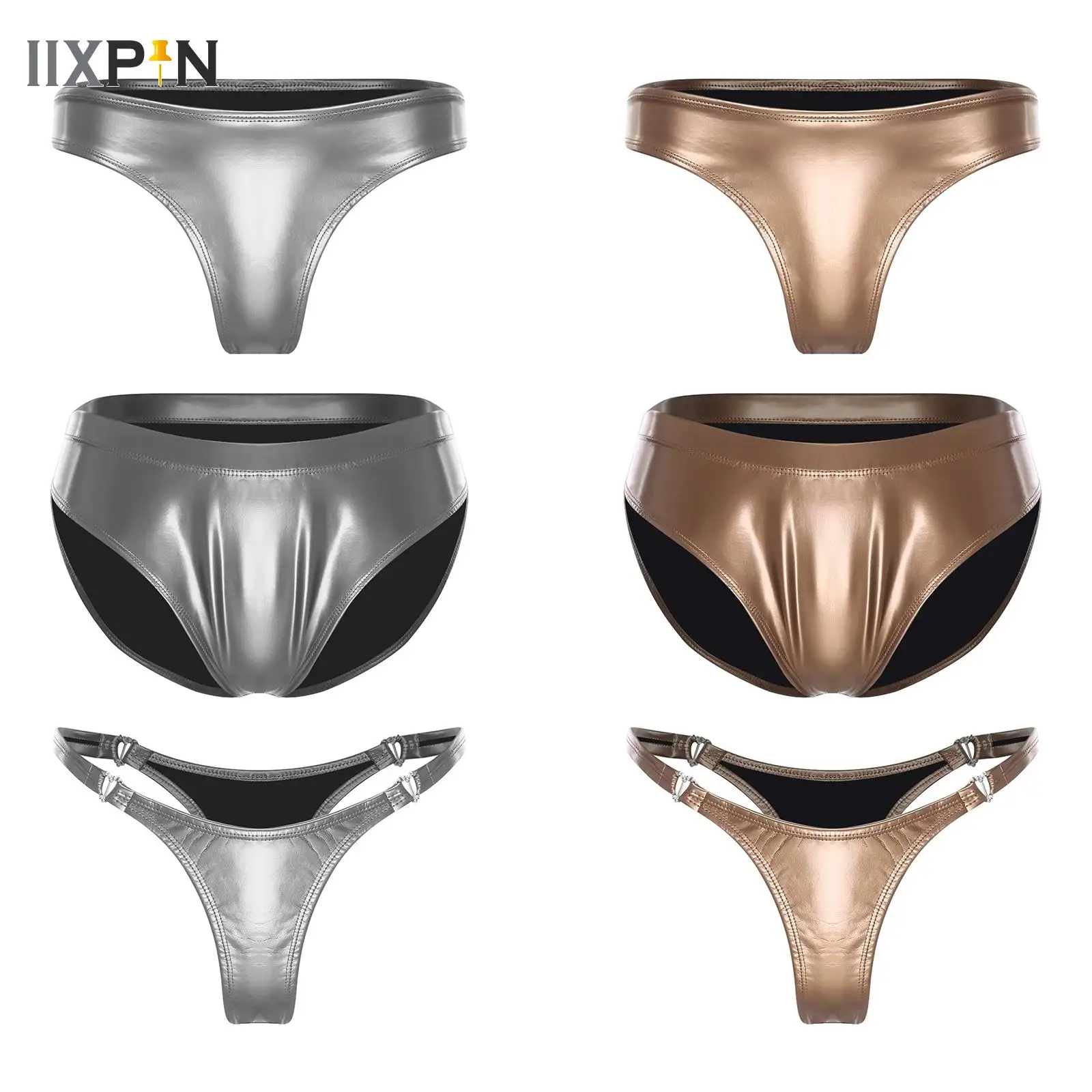 

Womens Wetlook Latex Micro Briefs Booty Shorts Glossy Surface Boxer Briefs Panties Low/High Waist Hot Pants Pole Dance Rave Club