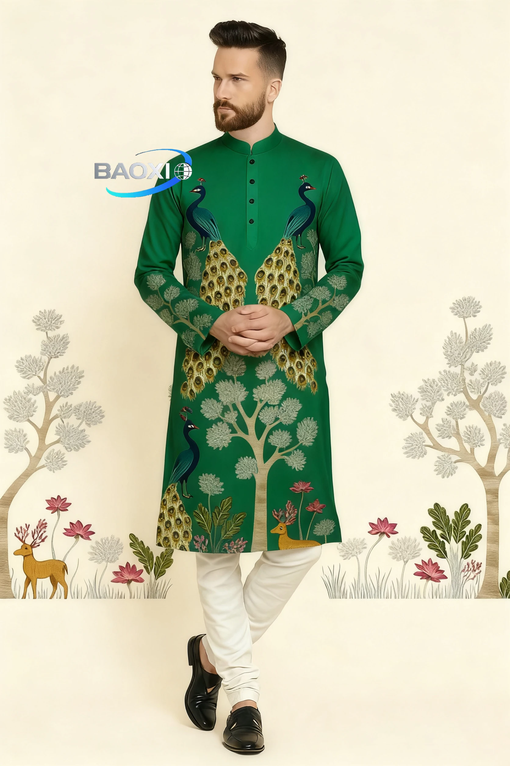 2026 Men's printed pattern kurta vardha fashionable and comfortable fit regular robe suitable for all occasions ethnic clothing