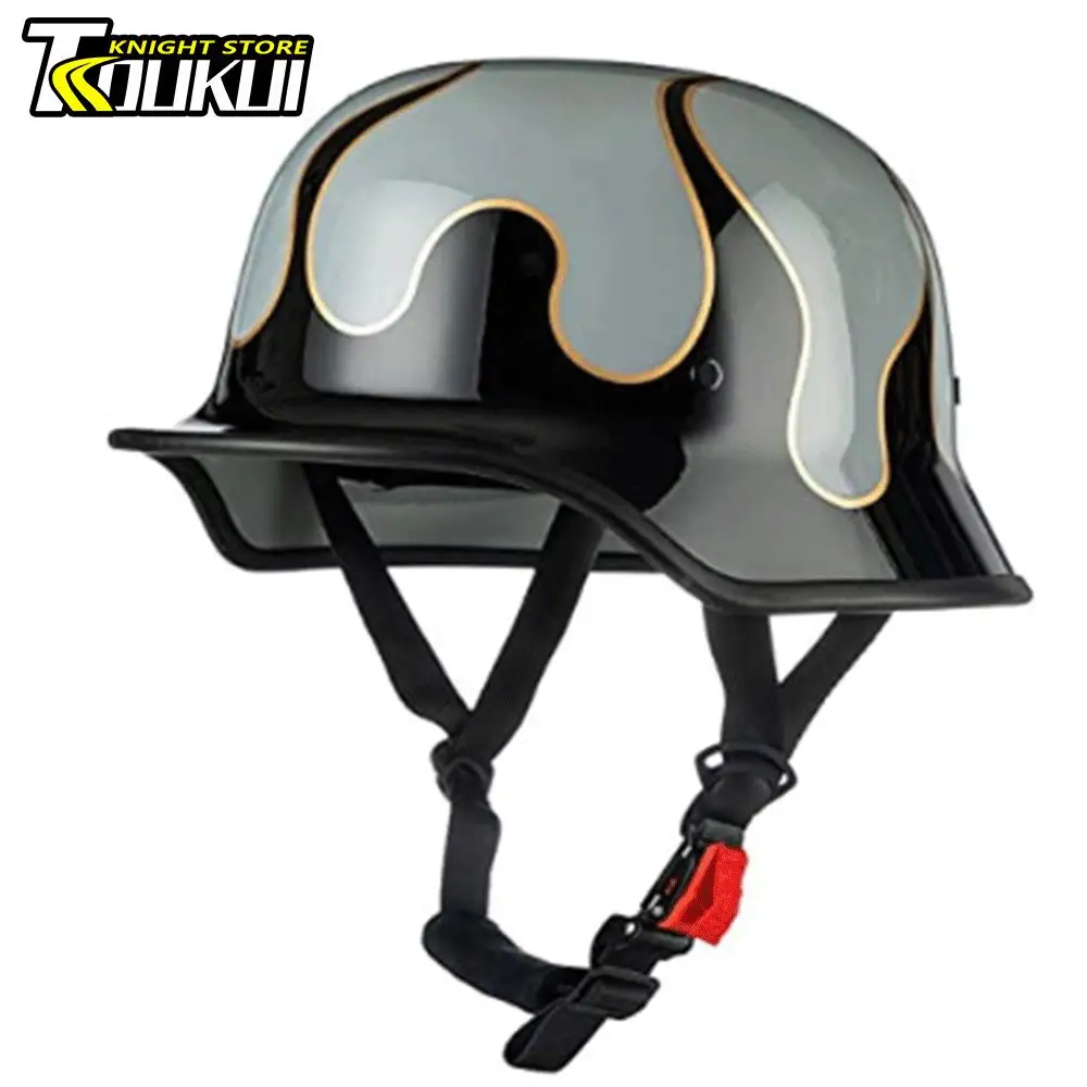 Motorcycle Helmet German Style Vintage Casque Moto Helmet Casco Moto Half Helmet DOT Approved Detachable Insert Liner Capacetes