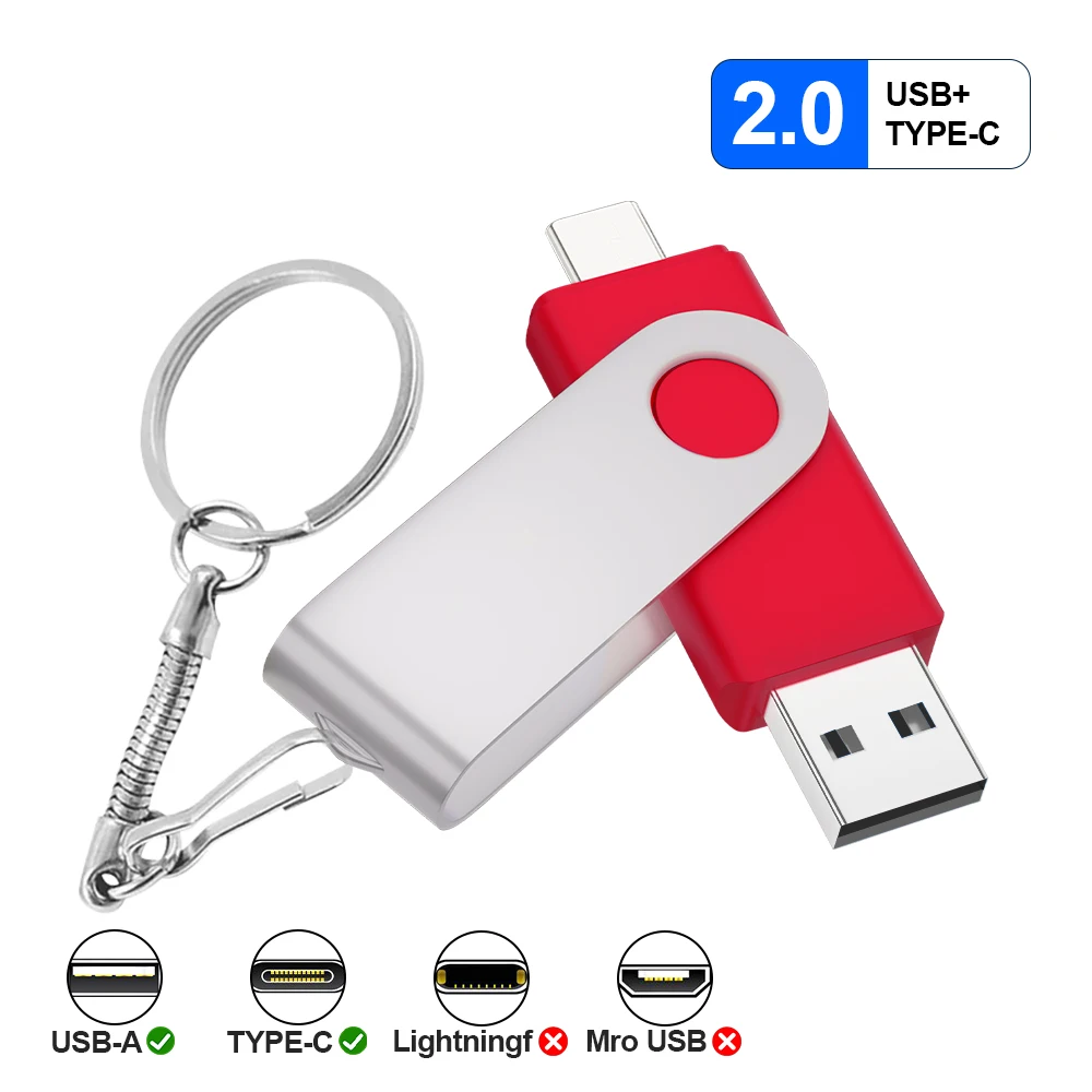 TYPE-C USB-накопитель Красный USB-накопитель 128 ГБ OTG Подарите брелок-ручка Высокоскоростной флэш-накопитель для мобильного телефона 32 ГБ 64 ГБ