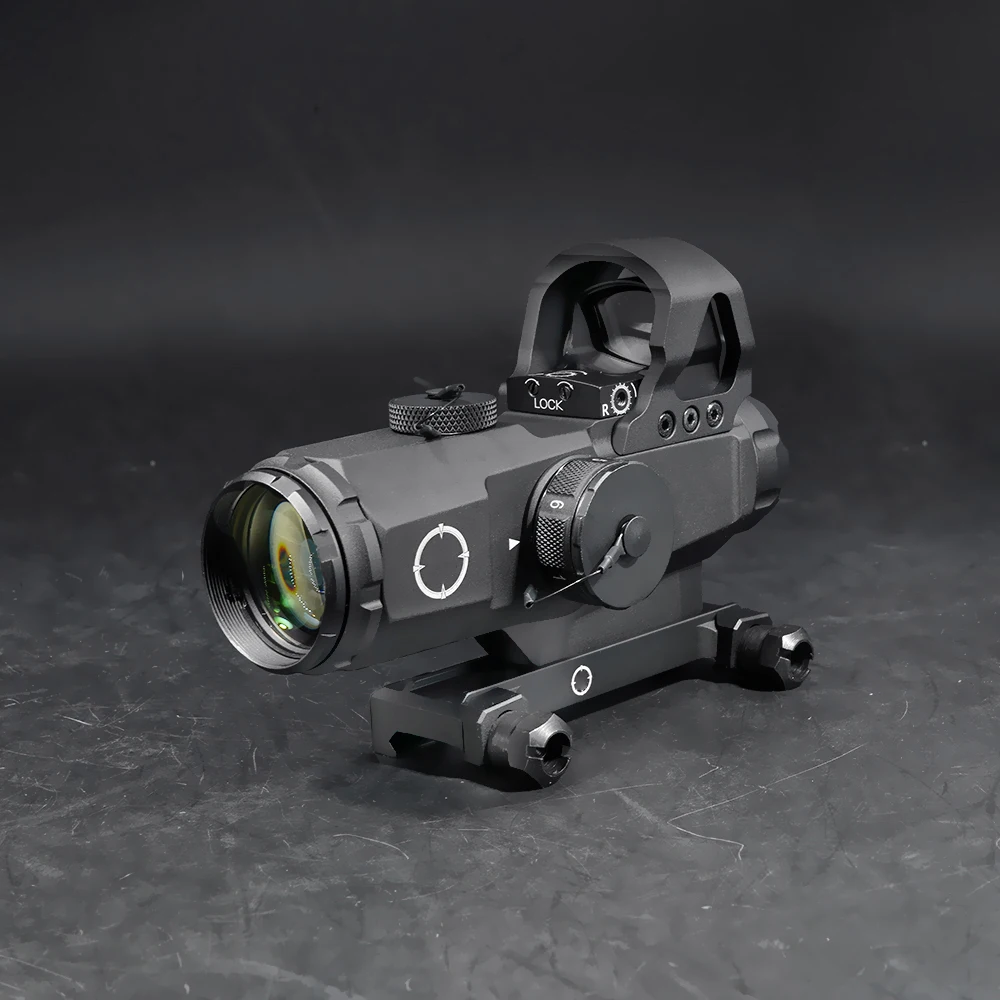 Real Steel HAMR Scope 4x24 mm 4x Rifle Scope with 1x Red Dot Sight For Hunting Tactical Airsoft