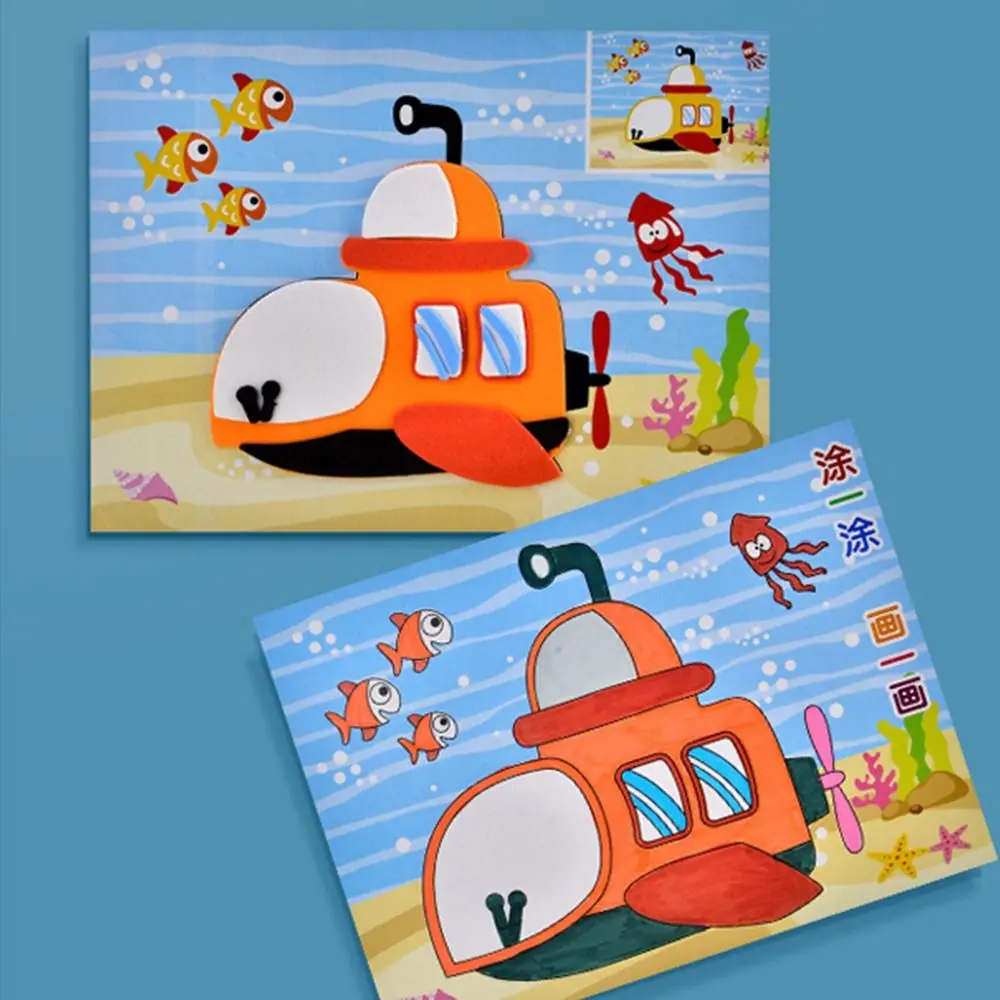 10 buah/set stiker busa EVA 3D tahan air penggunaan dua sisi stiker mainan pendidikan dini dapat digunakan kembali DIY stiker Puzzle mainan orang tua anak