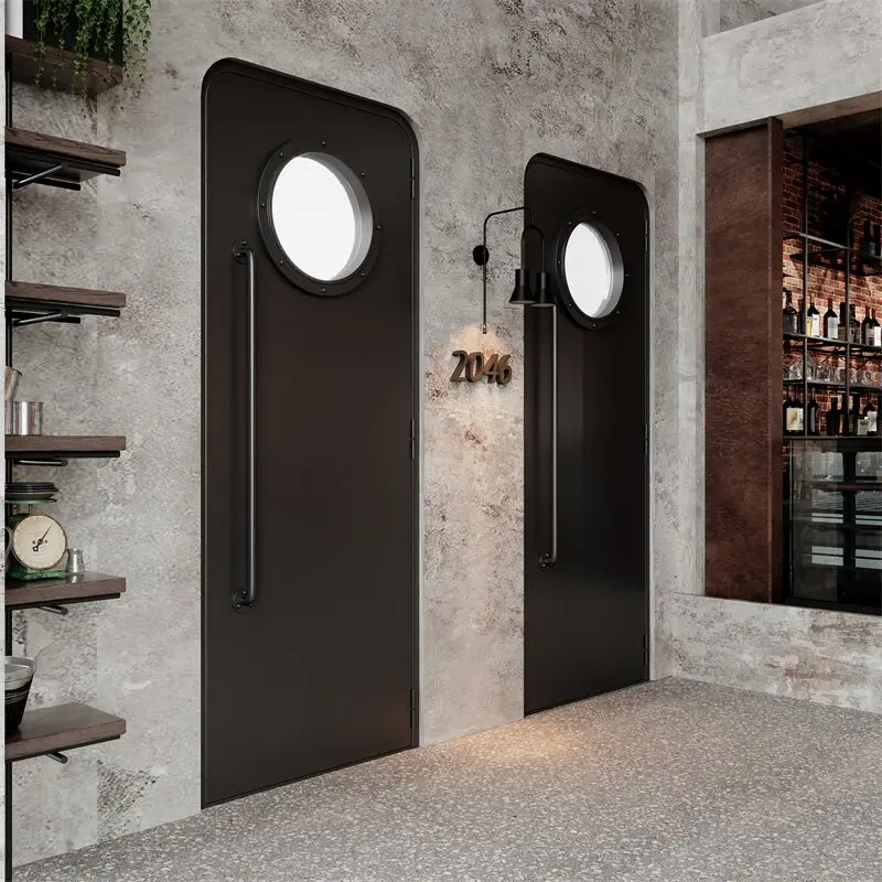 Industrial wind retro door restaurant sound insulation door wrought iron bathroom door customization