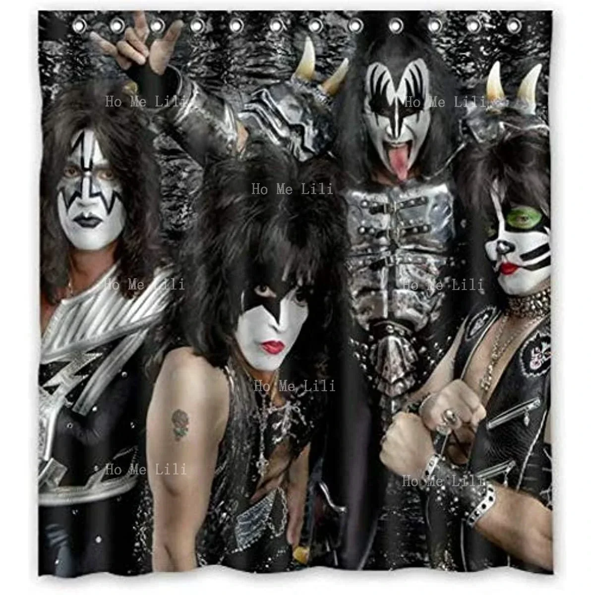 Home Inc Personalized Custom Shower Curtain，Anime Rock Kiss Band