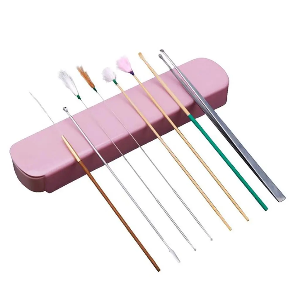 

9pcs/set Portable Stainless Steel Ear Cleaning Spoon Set Ear Care Convenient Wax Pickers Spiral Earpick Home