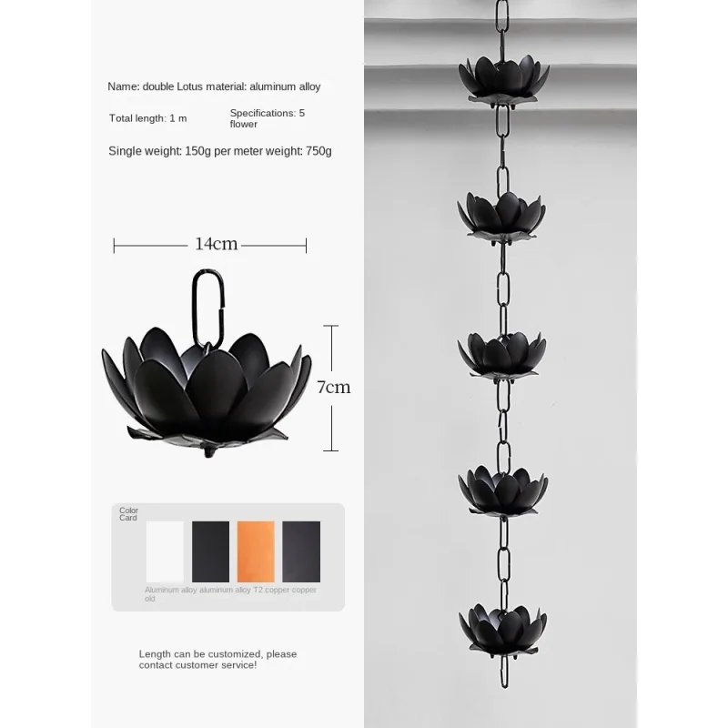 Lotus Villa Japanese Style Eaves Drainage Courtyard Guide Chain Gutter Water Diversion Sink Rain Bell Outdoor