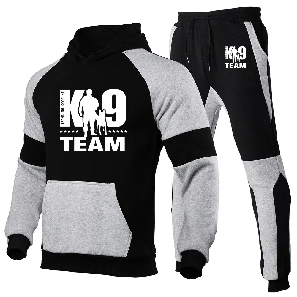 2024 novos homens treinador k9 equipe k9 unidade malinois conjunto com capuz moletom com capuz + moletom jogging pulôver terno esportivo