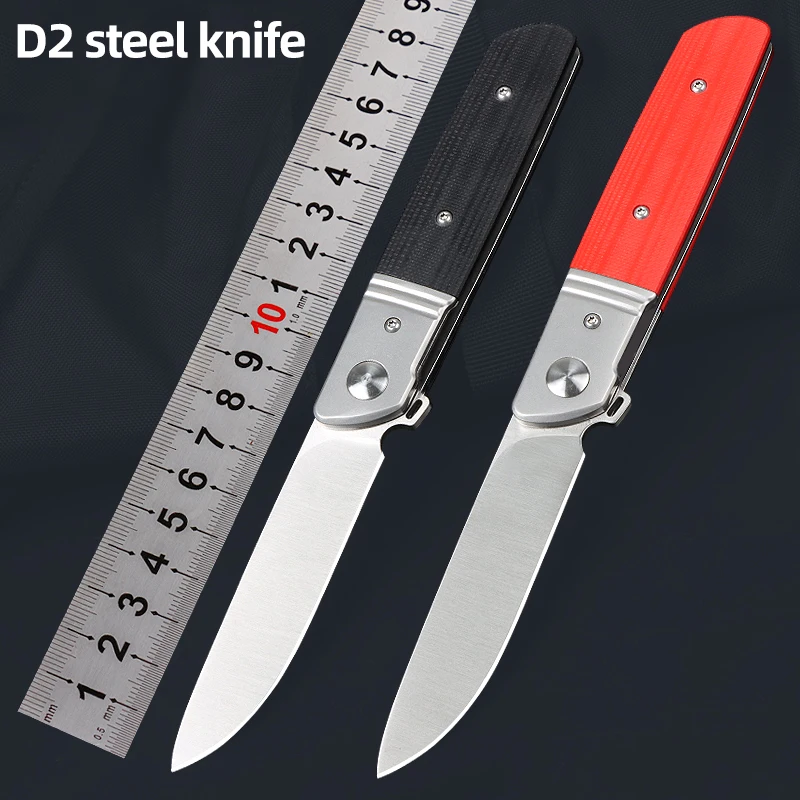 D2 blade small pocket knife outdoor folding knife G10 handle multi-purpose camping portable hunting tactical knife
