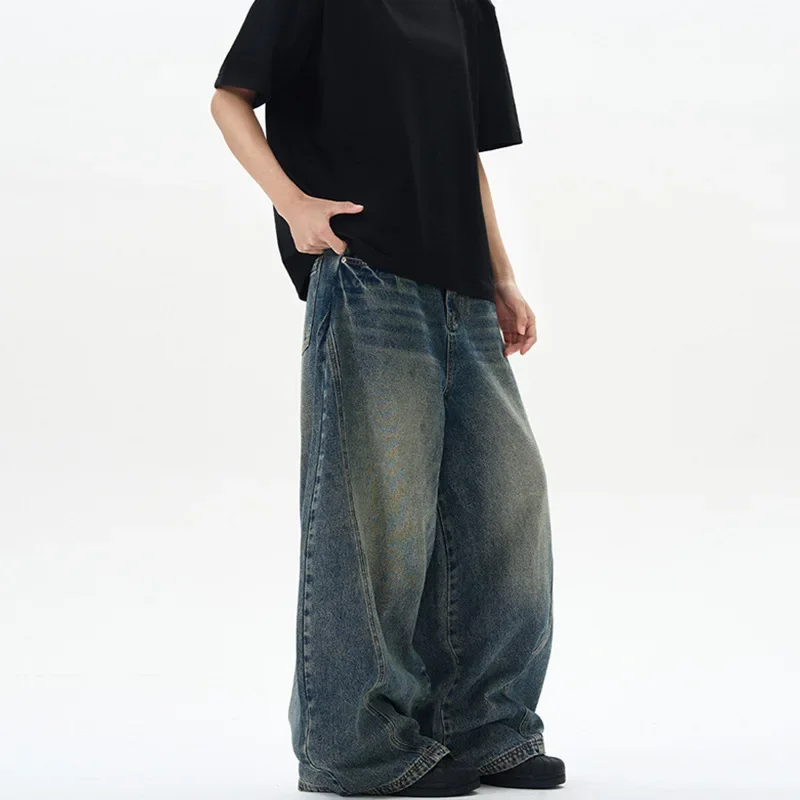 

Spring New Men's Jeans Oversized Wide Leg Pants Korean Fashion Vintage Baggy Denim Trousers Streetwear Men Clothing Y2k