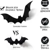 12pcs Halloween Decoration 3d Bat Wall Stickers Decoration Furniture Windows Yard Logo Outdoor Lawn Ghost Party Decor 1 4