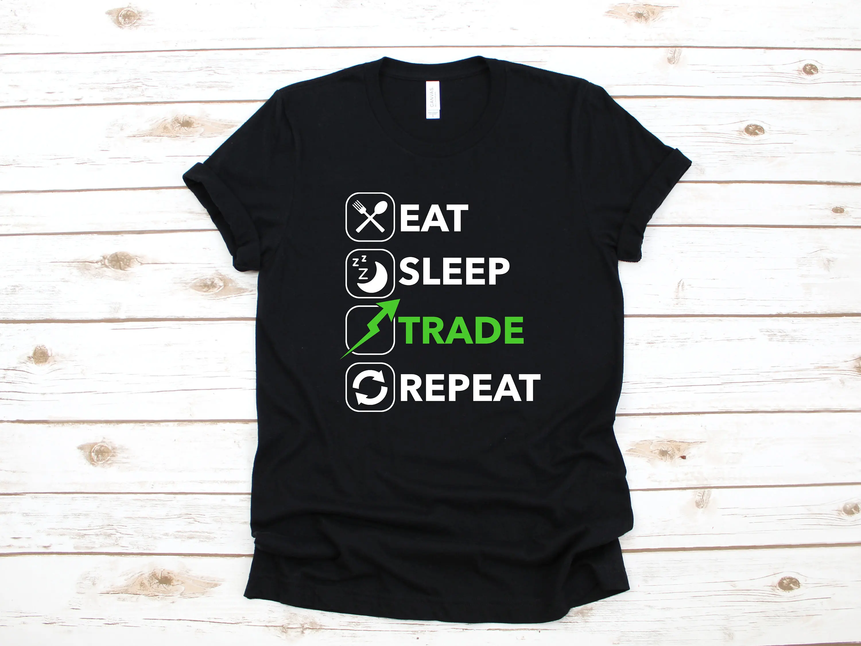 Eat Sleep Trade Repeat T Shirt Funny Stock Investor Broker Bull Market Day Trader Investing SweaT Long Sleeve