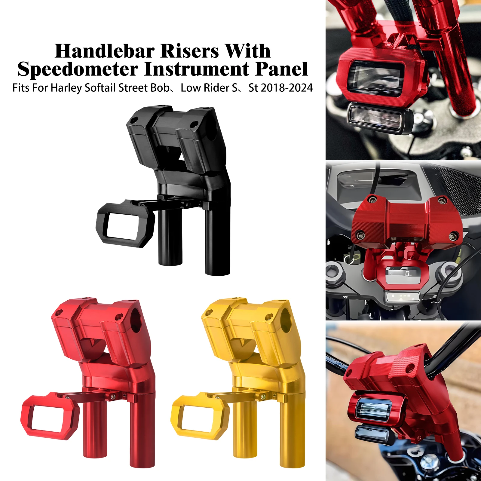

Motorcycle 8'' Handlebar Riser With Speedometer Instrument Panel Bracket For Harley Softail Street Bob Low Rider S FXLST 18-2024
