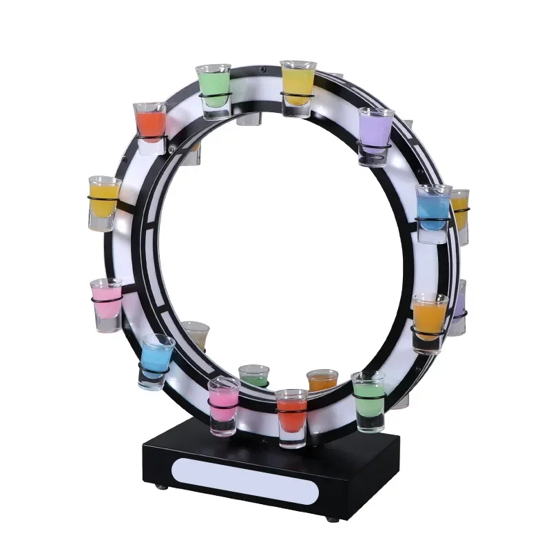 Rechargeable LED Shot Glass Display Stand Bar Ferris Wheel Bottle Presenter Glorifier VIP Tray Holder For Party Club Decor