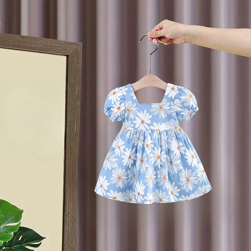 Weibliche Baby Sommer Neue Ganzkörper Chrysantheme Großen Bogen Prinzessin Kleid Weibliche Baby Blase Hülse Süße Casual Kleid