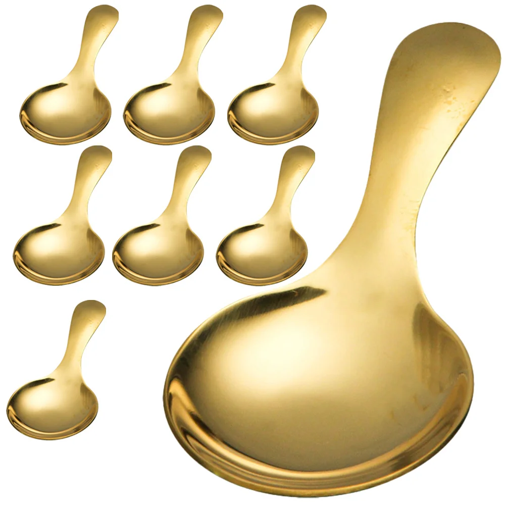 

8Pcs Stainless Steel Soup Spoons Small Round Short Handle Kitchen Spoons Set Metal Tableware for Home Restaurant Camping