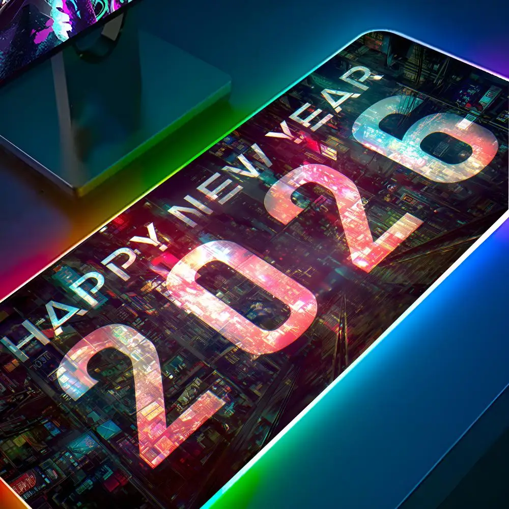 

Коврик для мыши с RGB-подсветкой «С Новым годом», коврик для мыши для ноутбука, коврик для мыши для геймеров, аксессуары для игрового компьютера