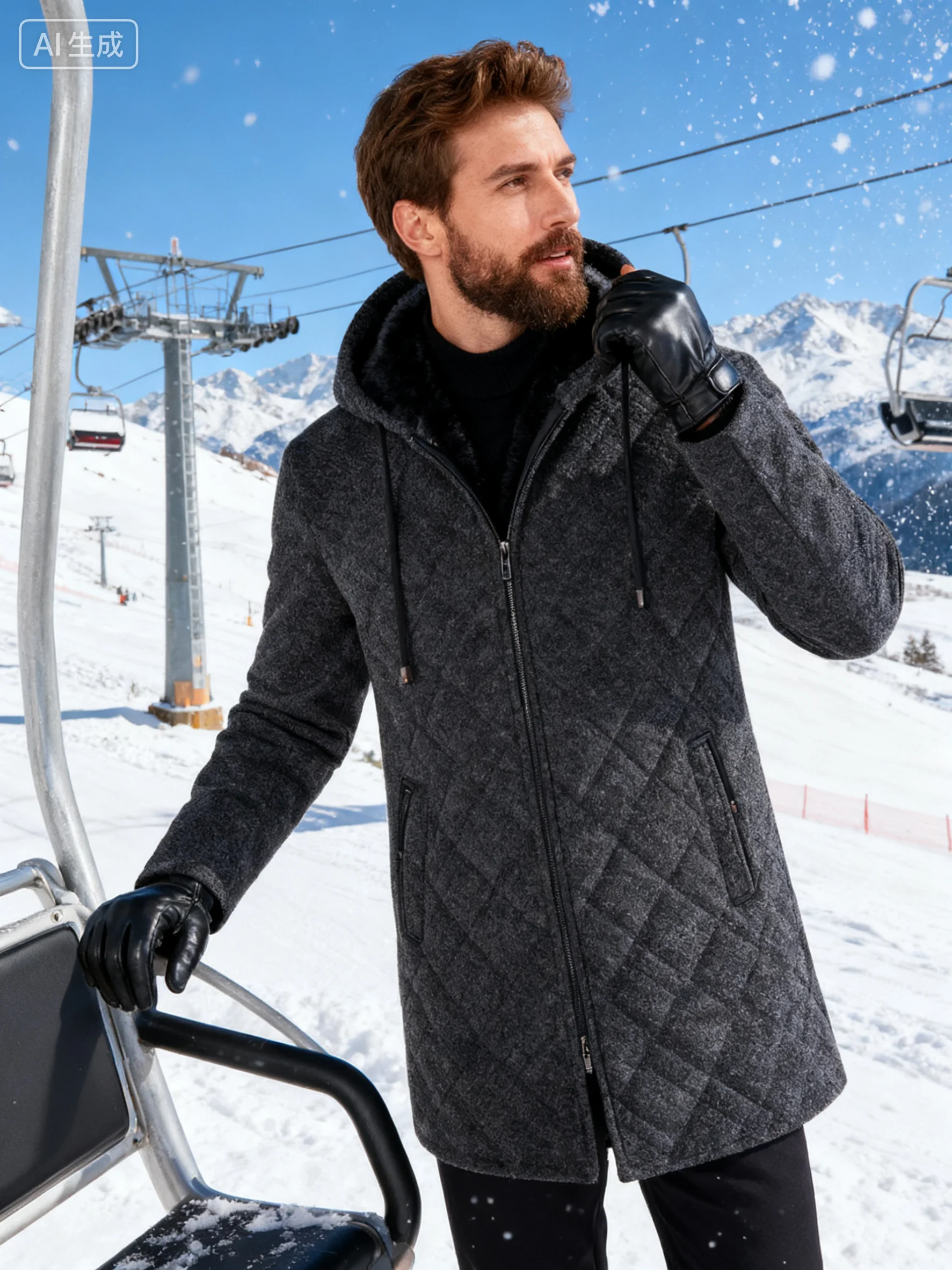 

Осенне-зимний теплый кардиган, мужской свитер с капюшоном, утолщенная куртка на молнии, облегающий вязаный свитер люксового бренда