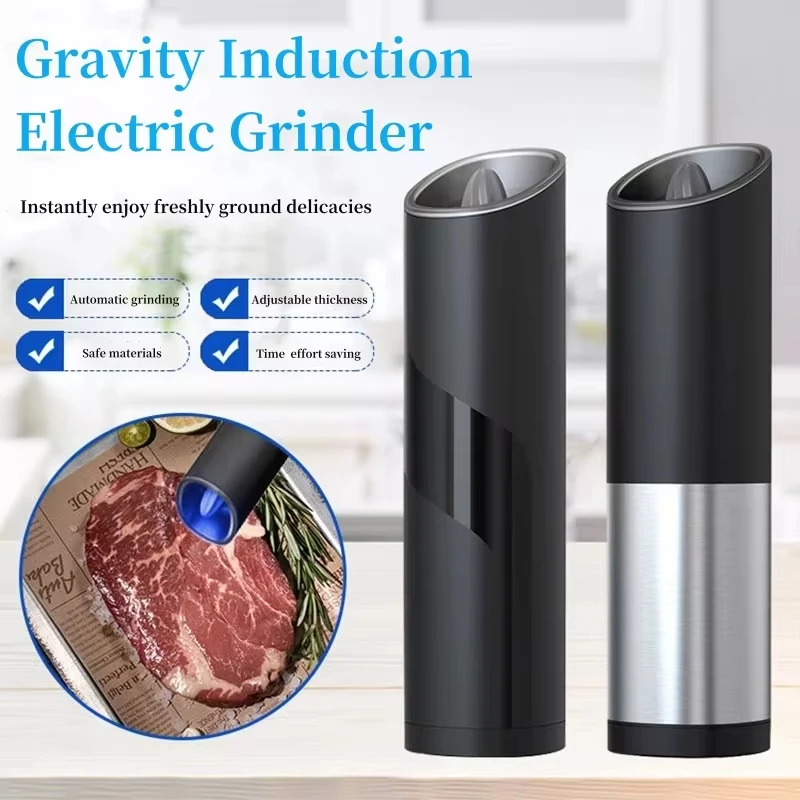 

Automatic Spice Grinder LED Light Gravity Electric Salt And Pepper Grinder Adjustable Coarseness Kitchen Mills for Pepper