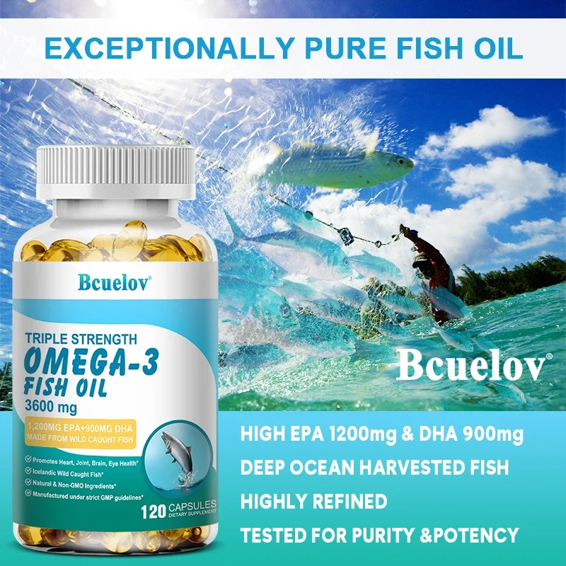Omega-3-Fischölkapseln – Reichhaltig in DHA und EPA, unterstützen die Gesundheit des Haut, Augen, Herz, Gehirn, Immunsystem, verbessern das Gedächtnis und die Intelligenz