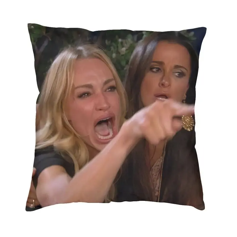 Woman Yelling At A Cat Meme Cushion Cover 45x45 Home Decorative 3D Printing Funny Throw Pillow for Sofa Double-sided