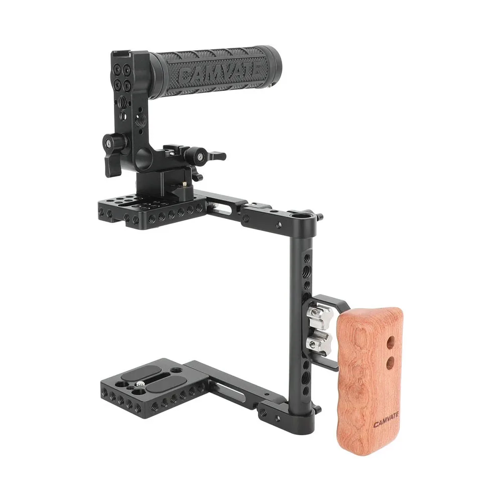 CAMVATE Foldable Half Camera Cage with Top and Left-Side Handles Fits 4.8inch Height Cameras For Canon For Sony Nikon