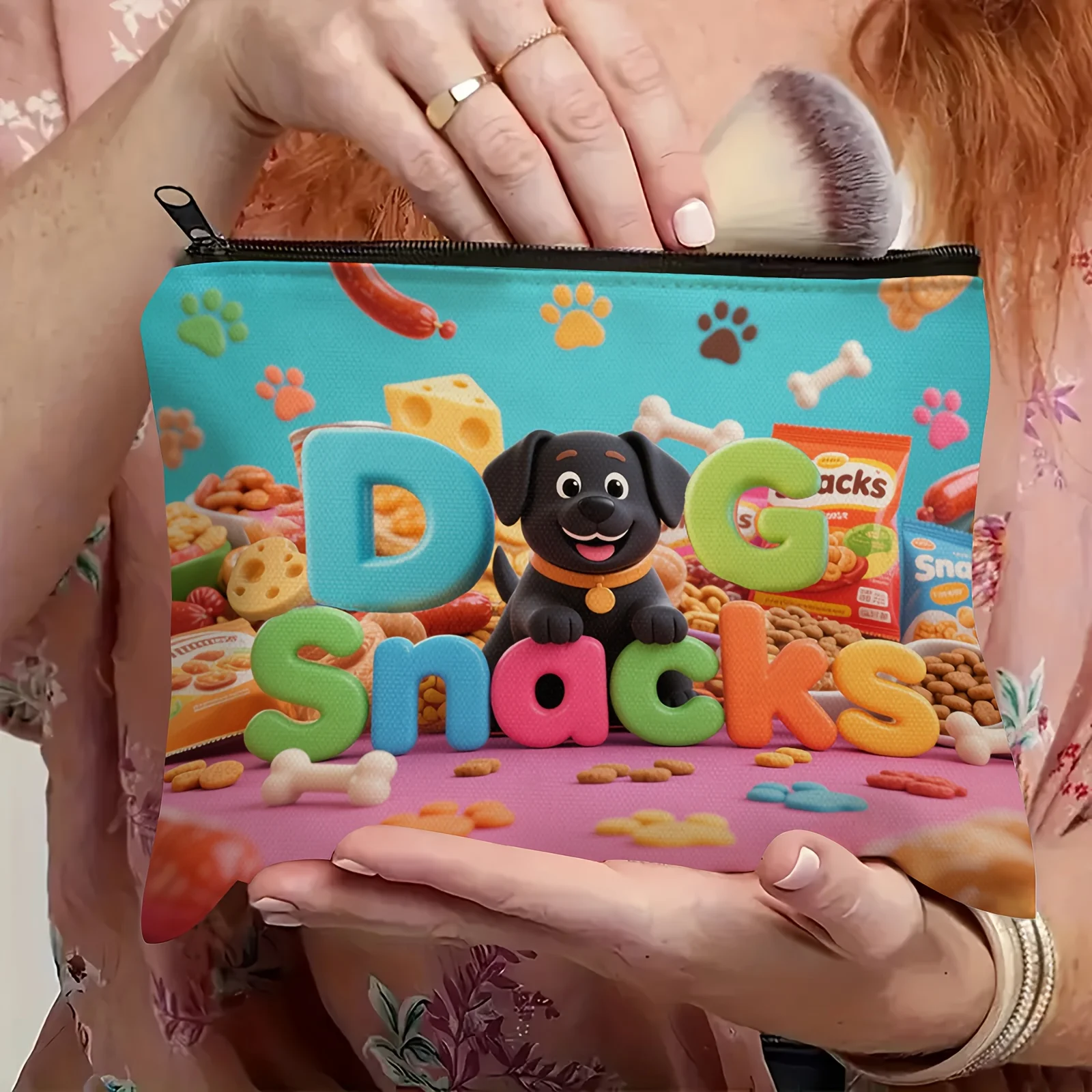 Cute Paws & Bone Lettering Dog Snacks Storage - Paw Print & Bone-Shaped Pet Food Dispenser-like Design