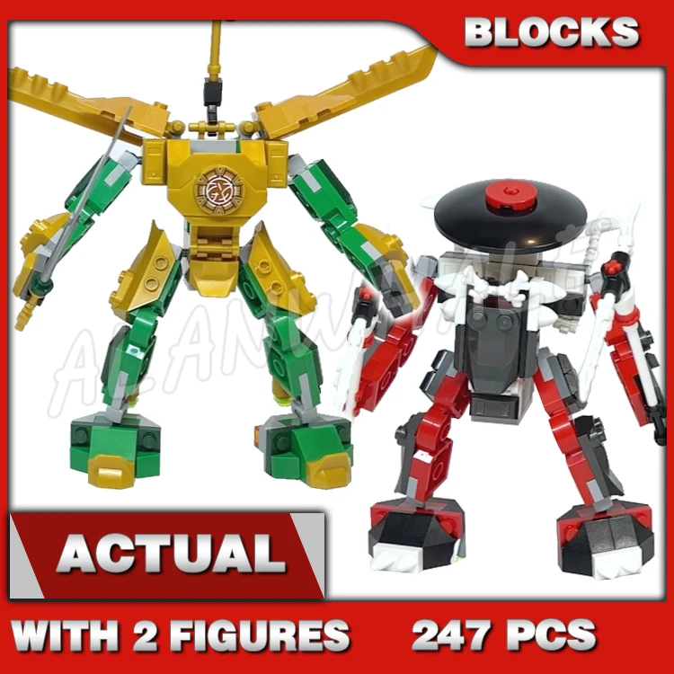 

247pcs Shinobi Lloyd's Mech Battle EVO Green and Gold Bone Warrior Robots 68782 Building Block Toys Compatible With Model