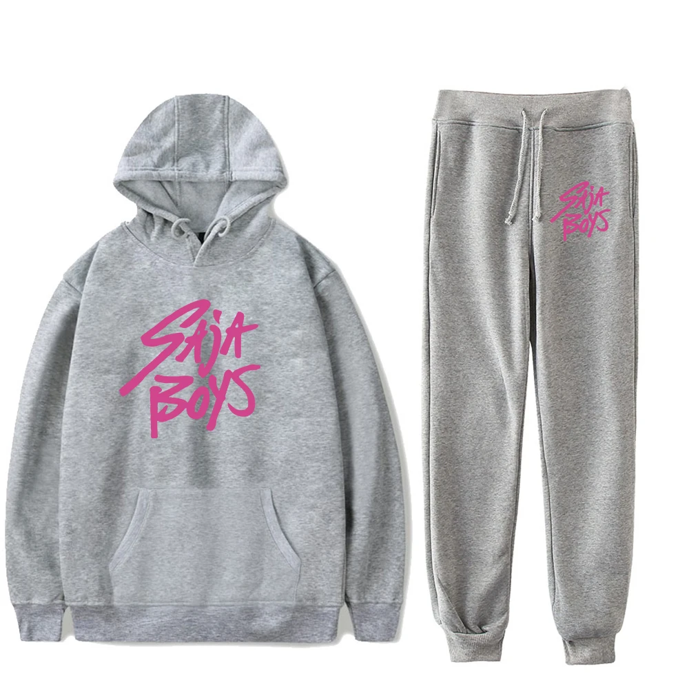 

2025 Cartoon Movie KPop Demon Hunters Saja Boys Hoodie Jogger Pants Two Piece Sets Sweatshirts+Sweatpants Women Men's Set
