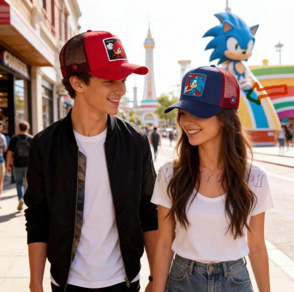Gorra de béisbol Snapback de Sonic, diseño de erizo Knuckles el Echidna, para niños y niñas, con malla, visera grande, protección solar, regalos para adultos y niños