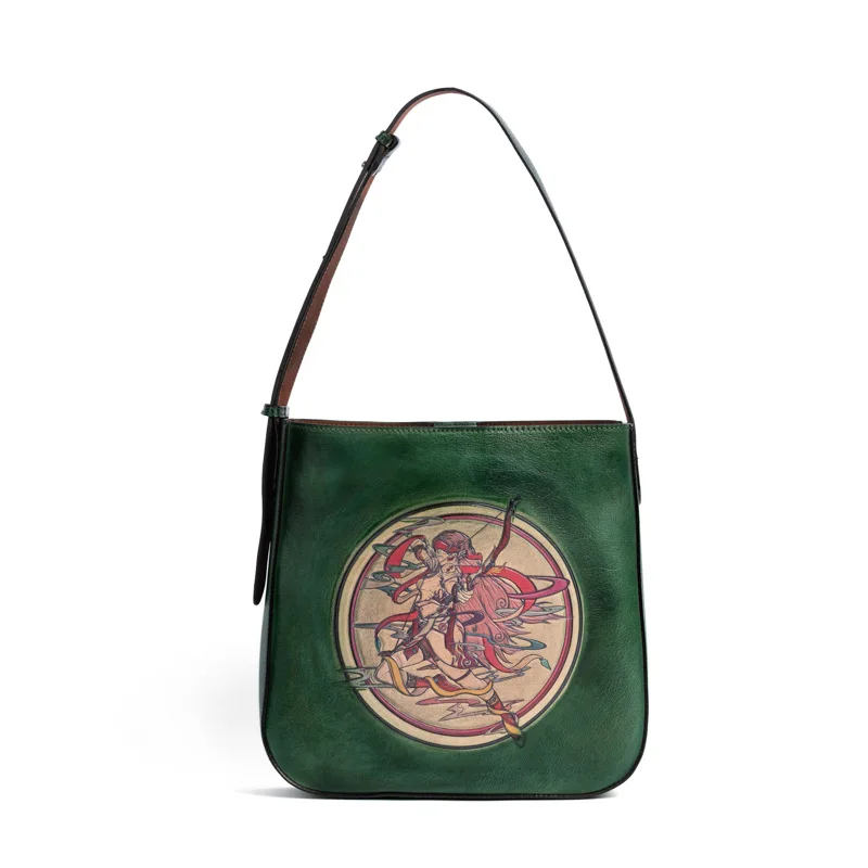 Johnature Vintage Constellation Totem Goffratura Borsa da donna in vera pelle Vera pelle bovina Borse a tracolla femminili versatili per il tempo