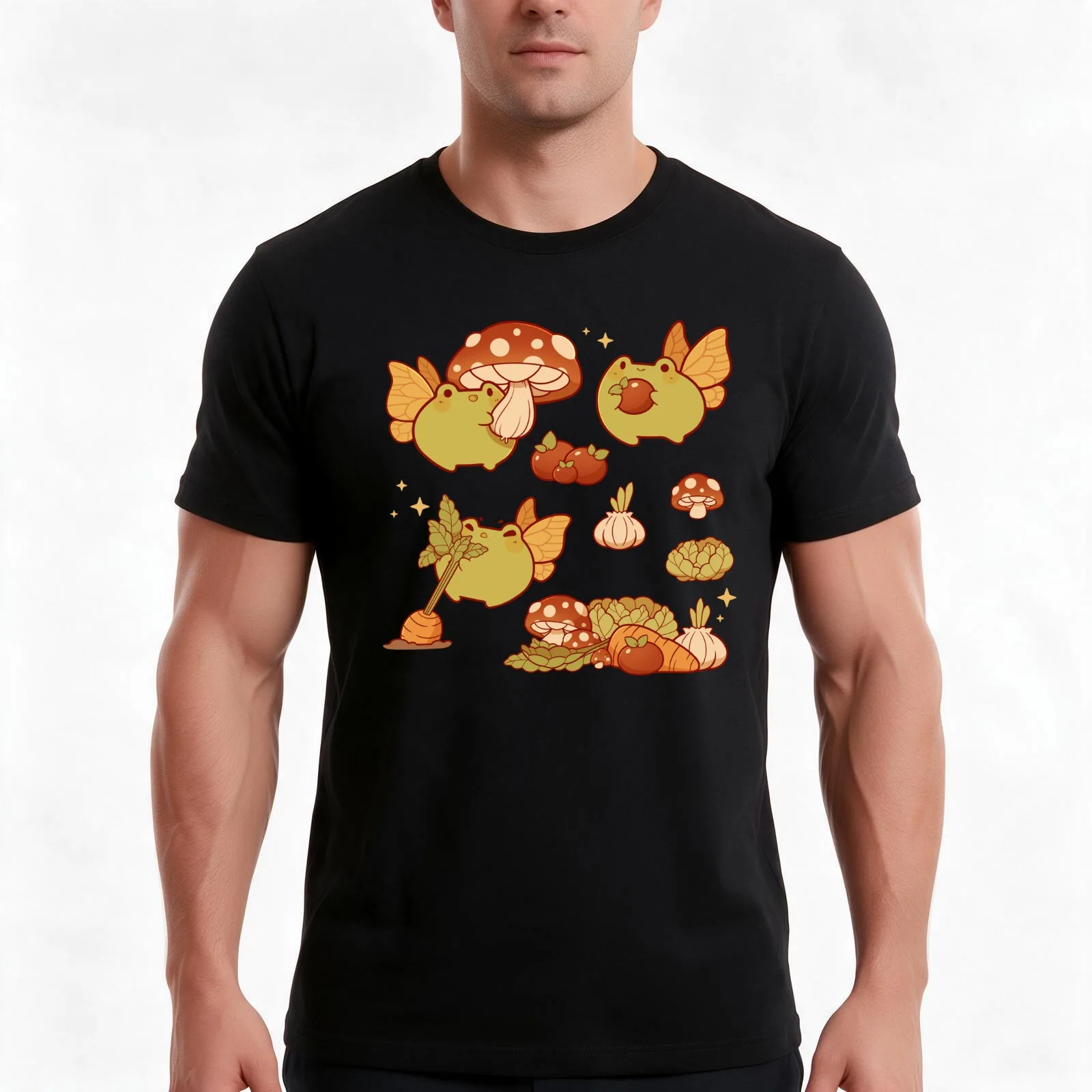 Frog soup fairy T-Shirt, Summer Casual Cotton Tee, Oversized Streetwear Tops, Vintage Graphic Print, Loose Fit Short Sleeve
