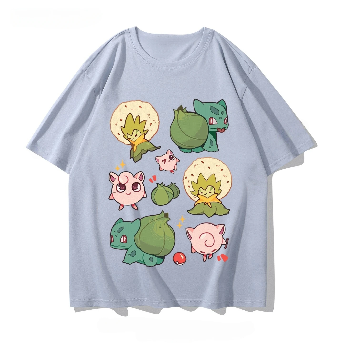 Pok É Mon Pok É Mon Merchandise Mystery Q Geng Gui Clothing Pure Cotton Round Neck T-shirt Summer Short Sleeved Student view 2
