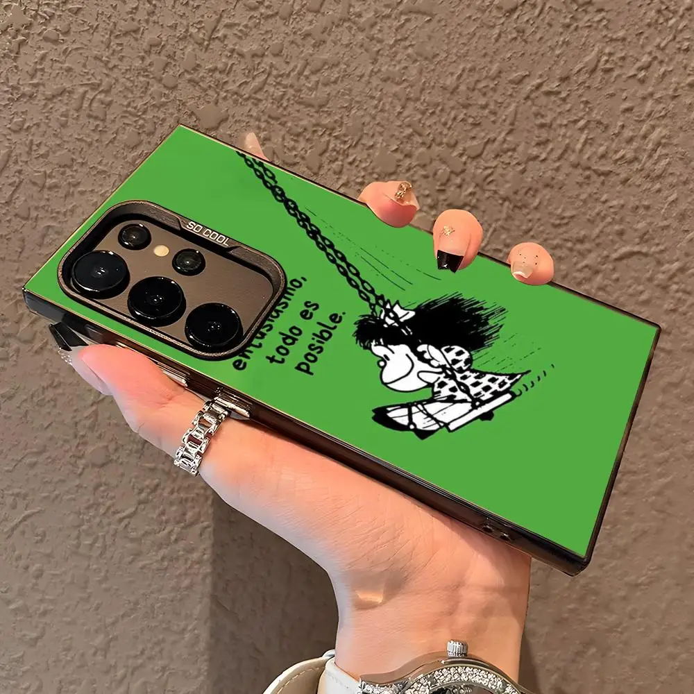 حار M-Mafalda جير قضية الهاتف لسامسونج غالاكسي S25 حافة S24 S23 S22 S21 S20 الترا سيليكون الملونة الفضة جراب هاتف