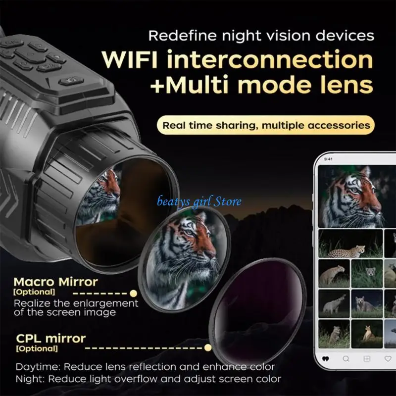 

C7AB Multiple Functional 28x Enlarge Monocular with Display & Rechargeable Battery Security Patrol Equipment for Car