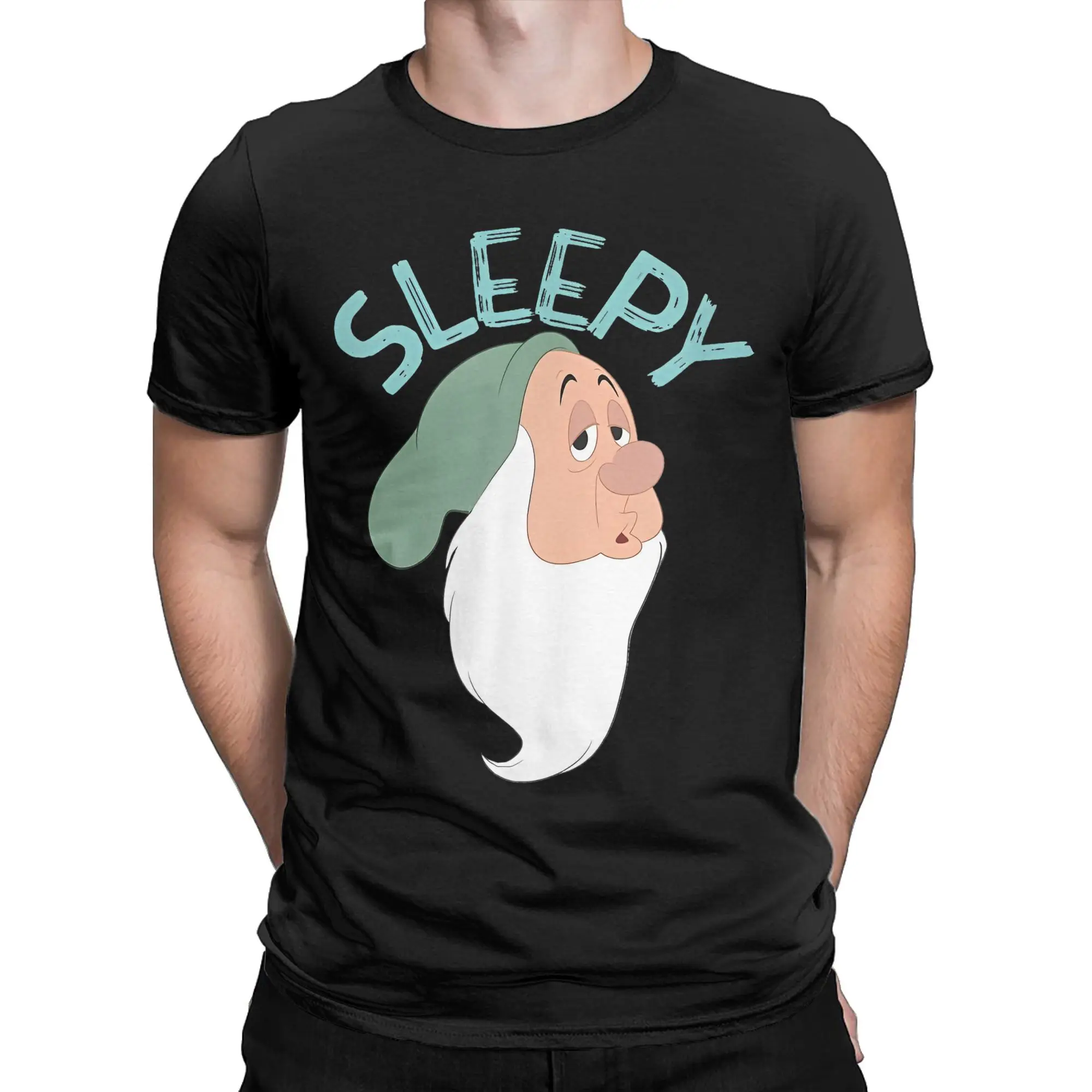 Snow White & The Seven Dwarfs Sleepy Face T Shirt Men Cotton Amazing T-Shirts O Neck Cartoon Tee Short Sleeve merchandise Gift