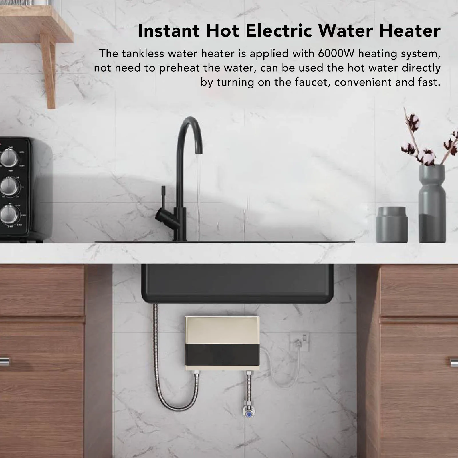 

Electric Instant Water Heater 6000W Home Kitchen Bathroom Indoor Electric Water Heater