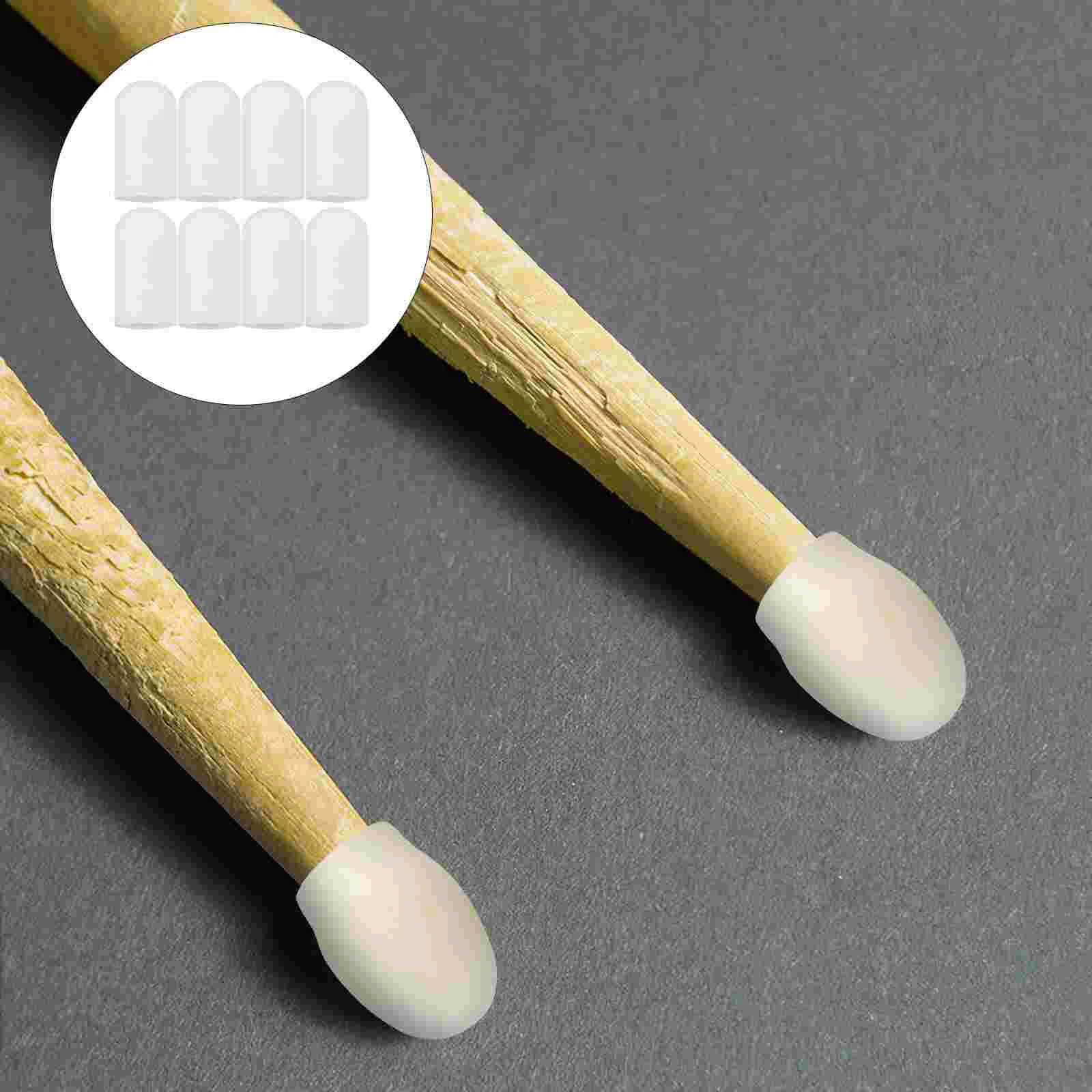 

10 Pcs Drum Stick Head Protective Cover Silicone Rubber Sleeve Accessories (white) Pack Mute Tips