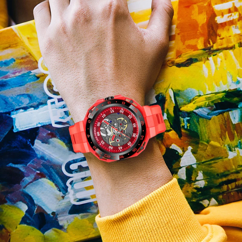 LIGE Fashion Casual Quartz Man Watch Sports Creative Hollow Out Clocks Military Waterproof Silicone Colorful Simple Watches Male
