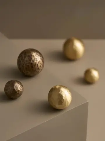 Nurlin Solid Brass Human Hand Hammered Ball Cabinet Drawers  Knobs Matte Gold Antique Bronze Furniture Handles
