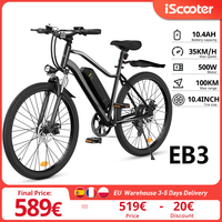 26-Inch EB3 Electric Bike 500W Motor 36V 10.4Ah Battery 100km Range 5 Speed Modes Front & Rear Suspension 35km/h Max Speed