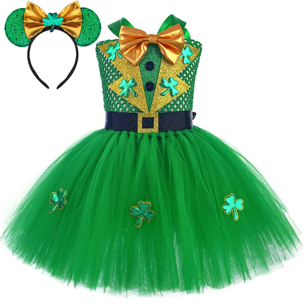 

Saint Patrick's Day Costumes for Girls Green Leprechaun Fairy Tutu Dress for Kids Irish Festival Outfits Carnival Party Clothes