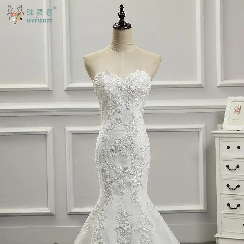 2025 신상 프랑스 스타일 머메이드테일 웨딩드레스, 달콤한 스트랩리스 레이스 자수 하이웨이스트 슬리밍 웨딩드레스
