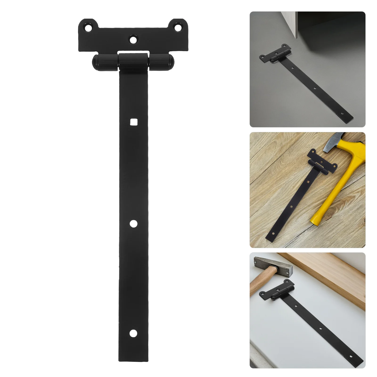 

1pcs T Shaped Hinges Heavy Duty Black For Door Cabinet Window Garage Barn Garden Shed Wood Fence Office Home Smooth Silent