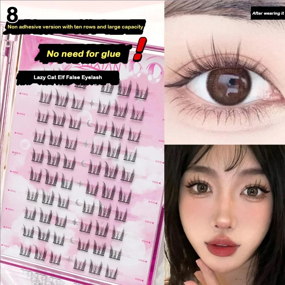 Novos cílios autoadesivos reutilizáveis naturais 10 linhas cluster cílios sem cola cílios individuais