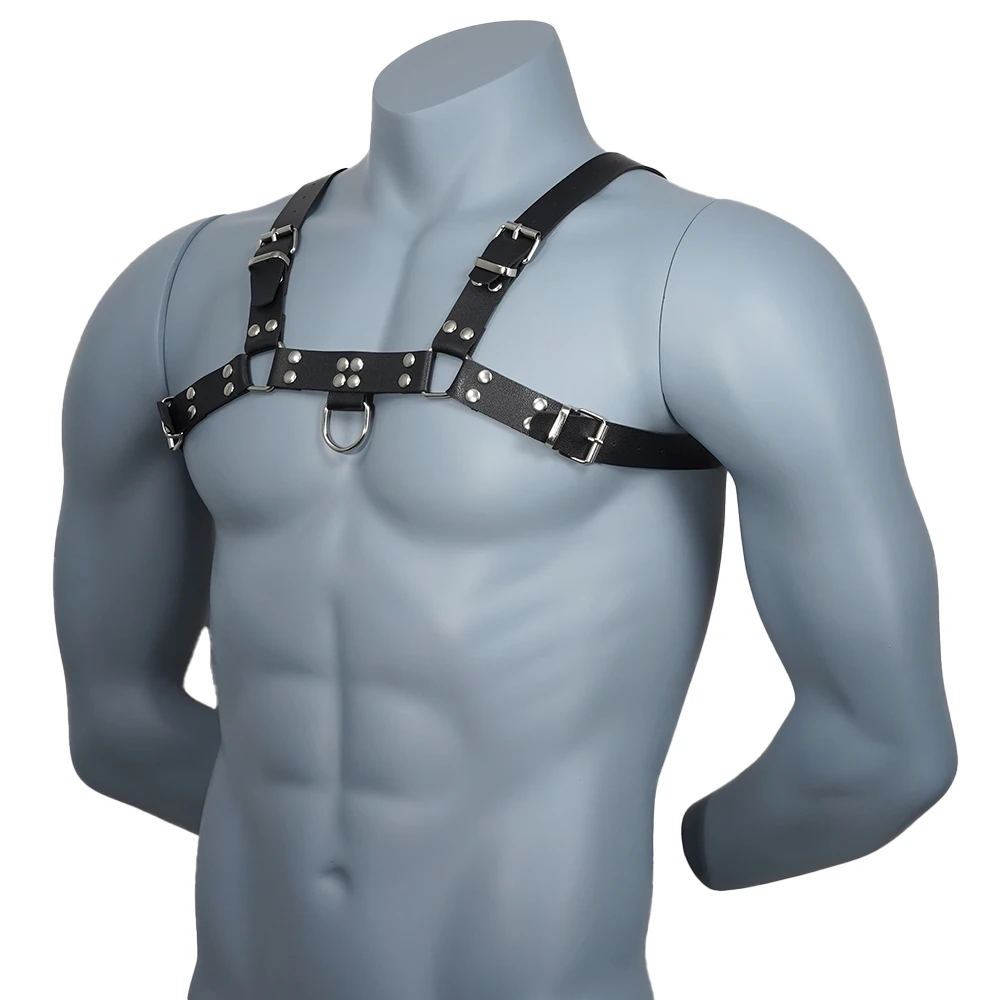 Leather Men Harness Belts with Buckle Fetish Gay Sex Bondage Belts Punk Gothic Chest Body Harness Straps Sexual Male Lingerie