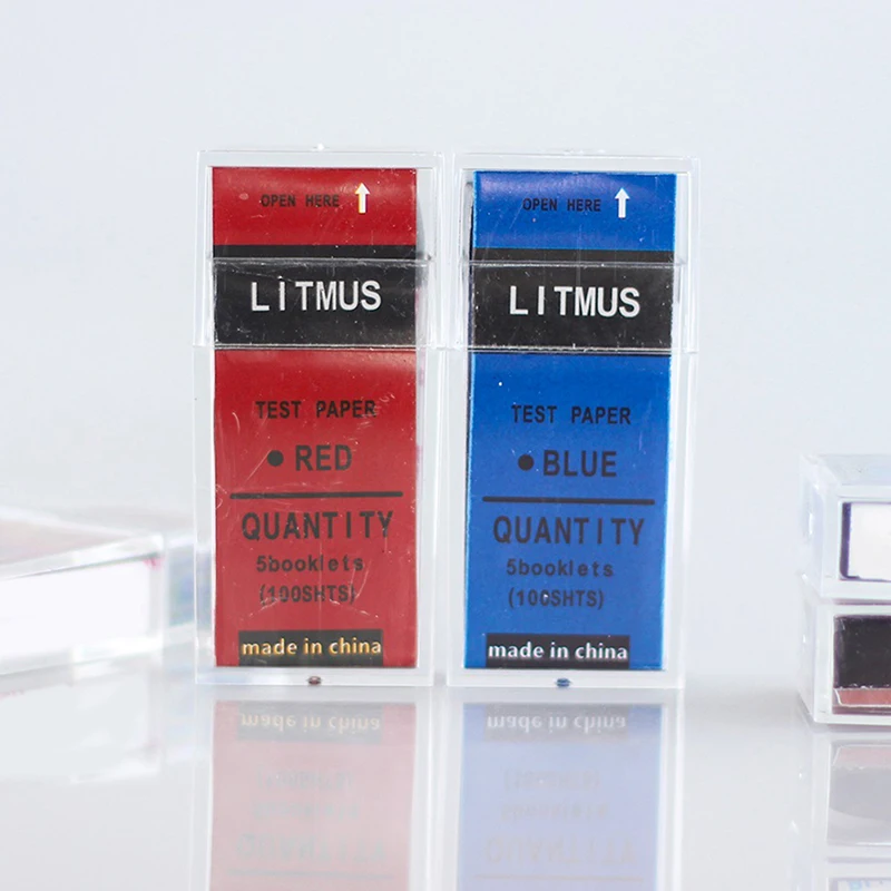 Papeles de prueba de pH universales; 100 tiras/caja; Litmus rojo/azul para la detección de agua y ácido alcalino del suelo